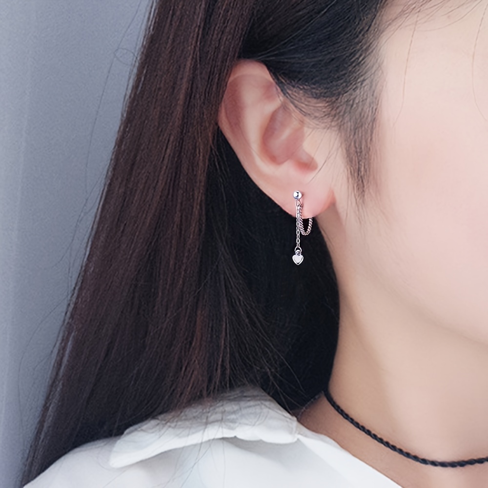 Stainless Steel Mini Heart Pendant Earrings
